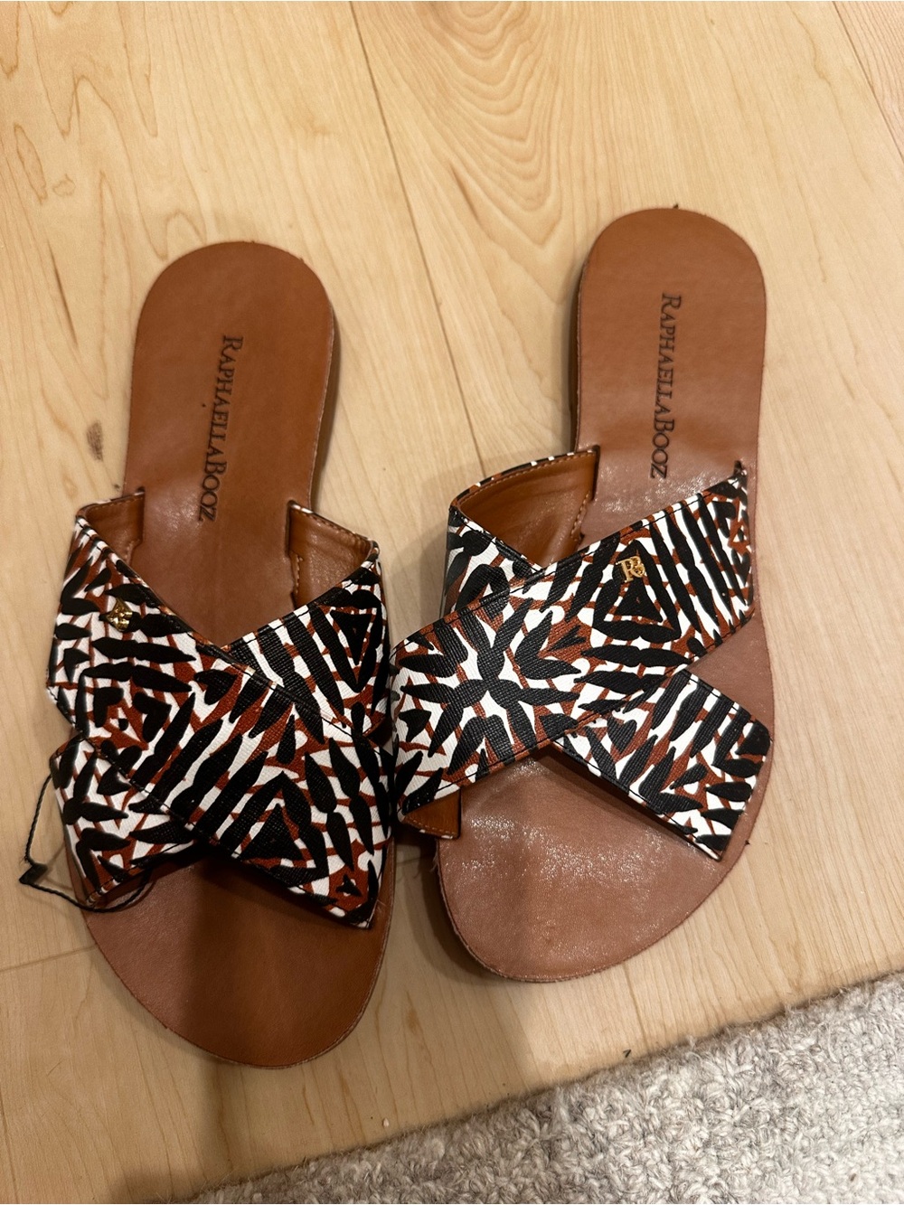 Raphaella Booz Women's Brown & Black Multi Pattern Slide Sandals